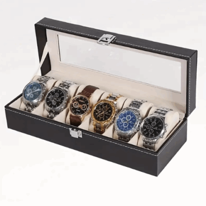 Watch Box Leather Storage, 6 Slots, Brand New - Image 3