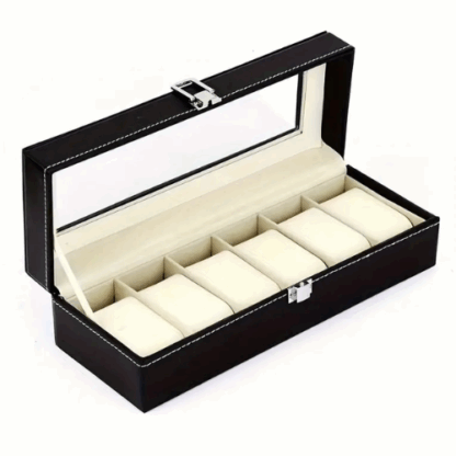 Watch Box Leather Storage, 6 Slots, Brand New - Image 2