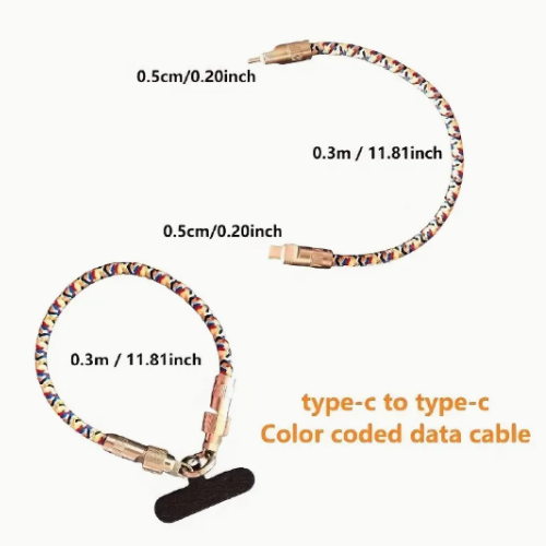 Type C Cable, 2 in 1 Phone Lanyard Charging Cable - Image 5
